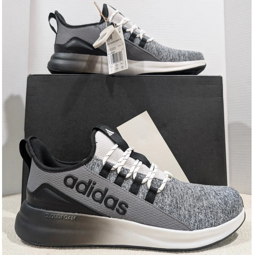 Adidas Lite Racer Adapt 8.0 Wide Mens Shoes Grey Black KJ5076 Size 11 NIB